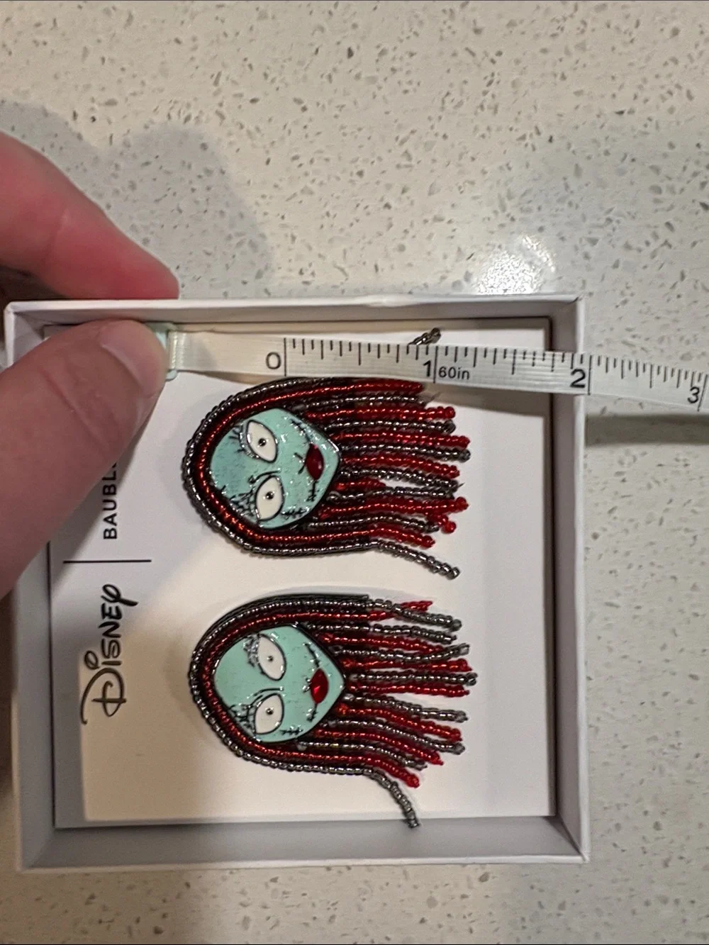 BaubleBar Disney Nightmare Sally Enamel Face Fringe Earrings - Red and Teal